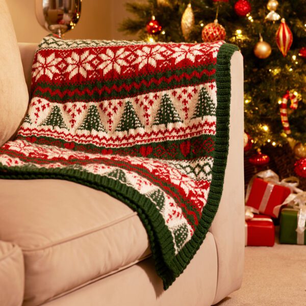 West Yorkshire Spinners Woodside Fair Isle Festive Blanket Kit - Image 4