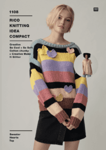 Rico Knitting Idea Compact 1108 Sweater, Hearts, Tops in So Cool + So Soft (download) product image