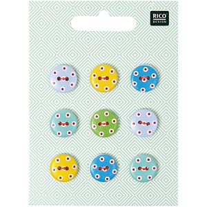 Rico Buttons – Wooden Mixed Coloured with Dots (9 pack) product image