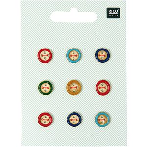 Rico Buttons – Wooden With Colourful Edge (9 pack) product image