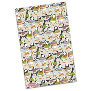 Emma Ball – Woolly Puffins Tea Towel product image