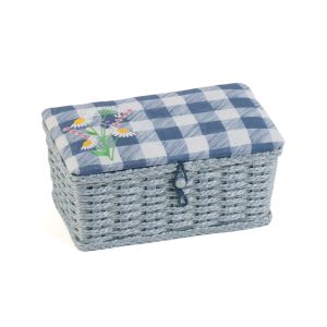 Wicker Sewing Box Embroidered Lid: Wild Floral Plaid (small) product image
