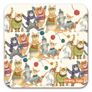 Emma Ball – Kittens In Mittens Patterned Single Coaster product image