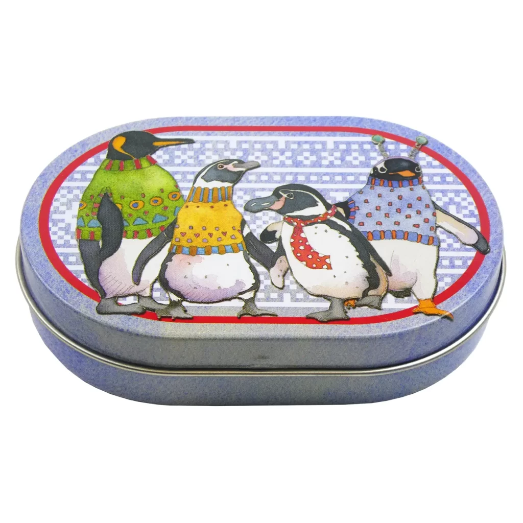 Emma Ball - Penguins In Pullovers, Mini Hinged Oval Tin product image