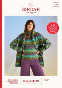 Sirdar Jewelspun Chunky Kelp Sleeve Sweater and Scarf pattern 10706 (download) product image
