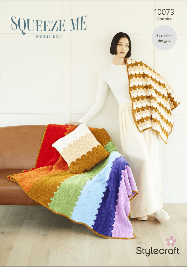 Stylecraft 'Squeeze Me' Crochet Blankets and Cushion Pattern 10079 (download) product image