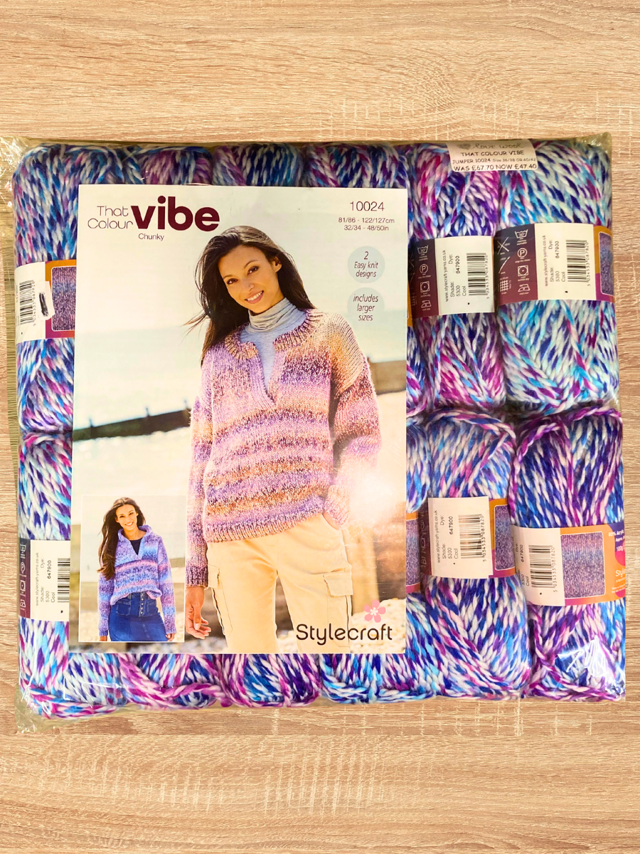 Yarn Parcel Knitting Kit – Stylecraft Vibe Chunky Jumper 10024 Size 36/38 or 40/42 product image