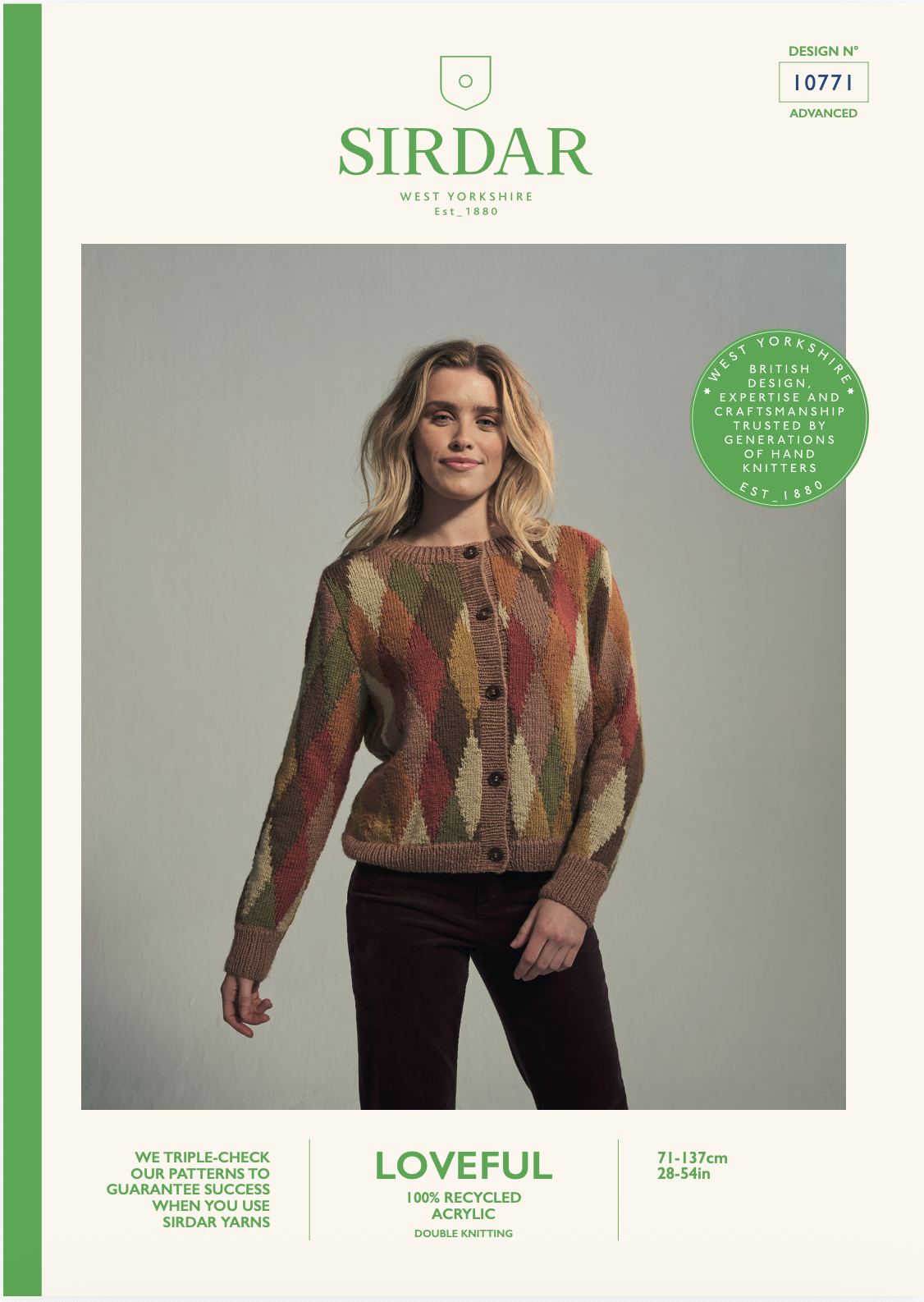 Sirdar Loveful Acrylic DK – Crossing Continents Cardigan 10771 Knitting Pattern (download) product image