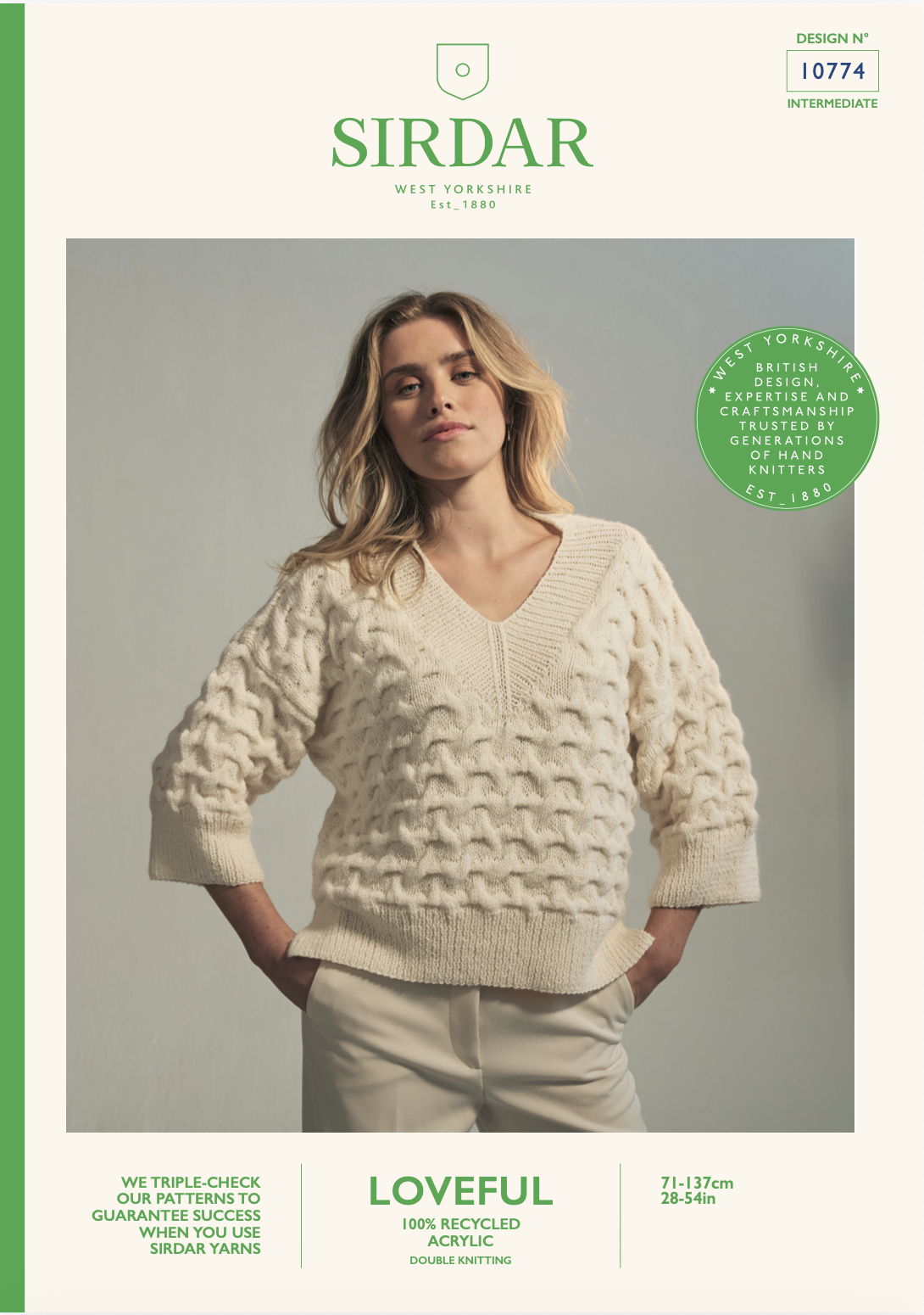 Sirdar Loveful Acrylic DK – Shifting Sands Sweater 10774 Knitting Pattern (download) product image