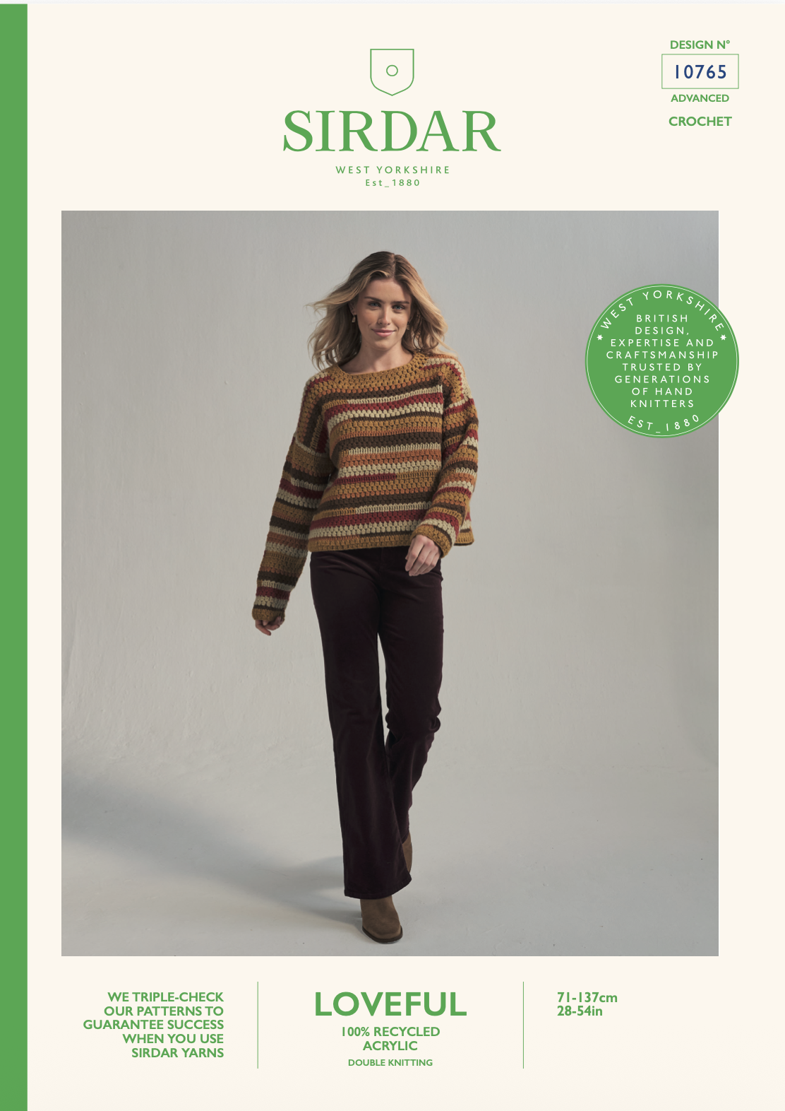 Sirdar Loveful Acrylic DK – New Terrain Sweater 10765 Crochet Pattern (download) product image