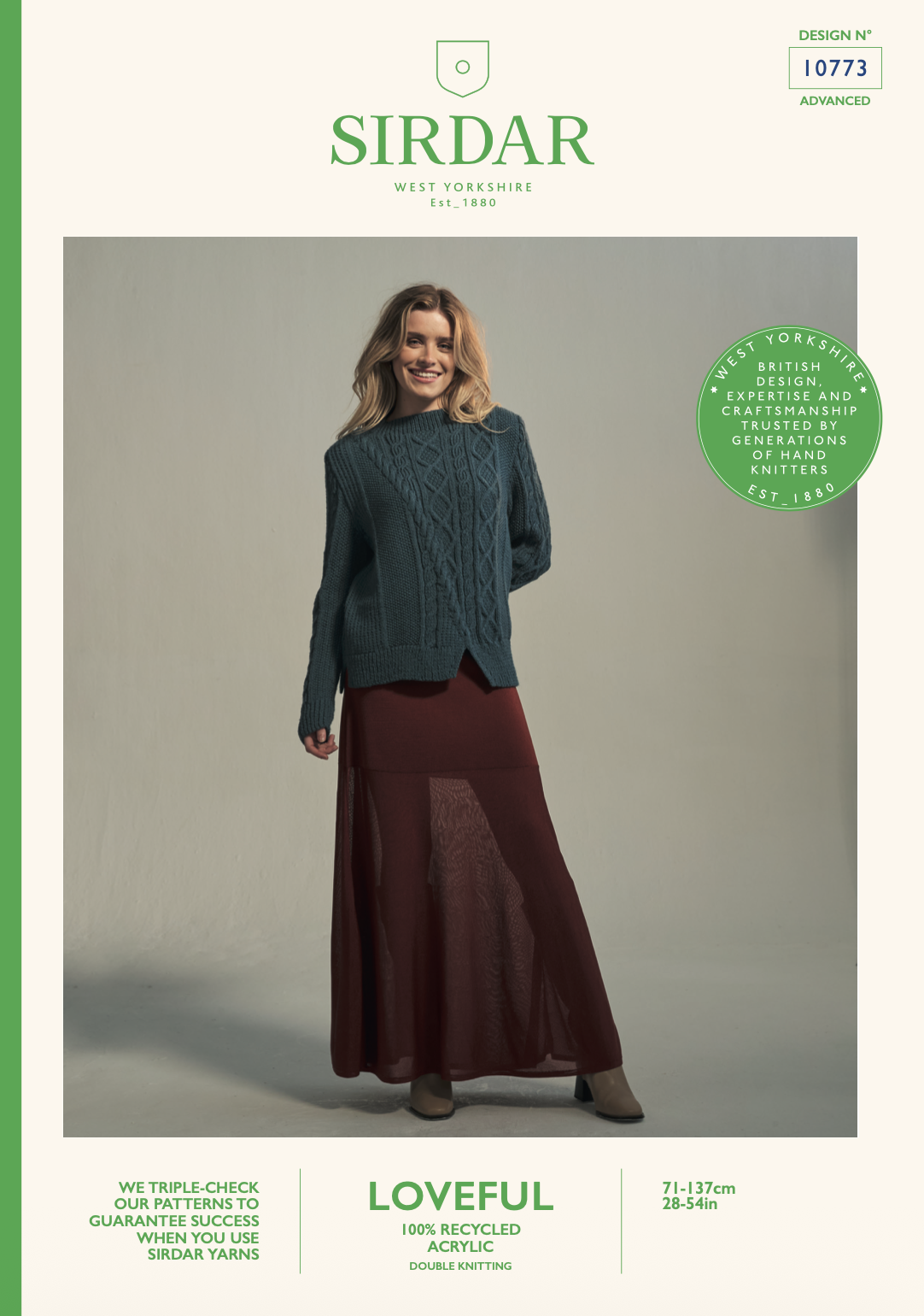 Sirdar Loveful Acrylic DK – Ocean Currents Sweater 10773 Knitting Pattern (download) product image